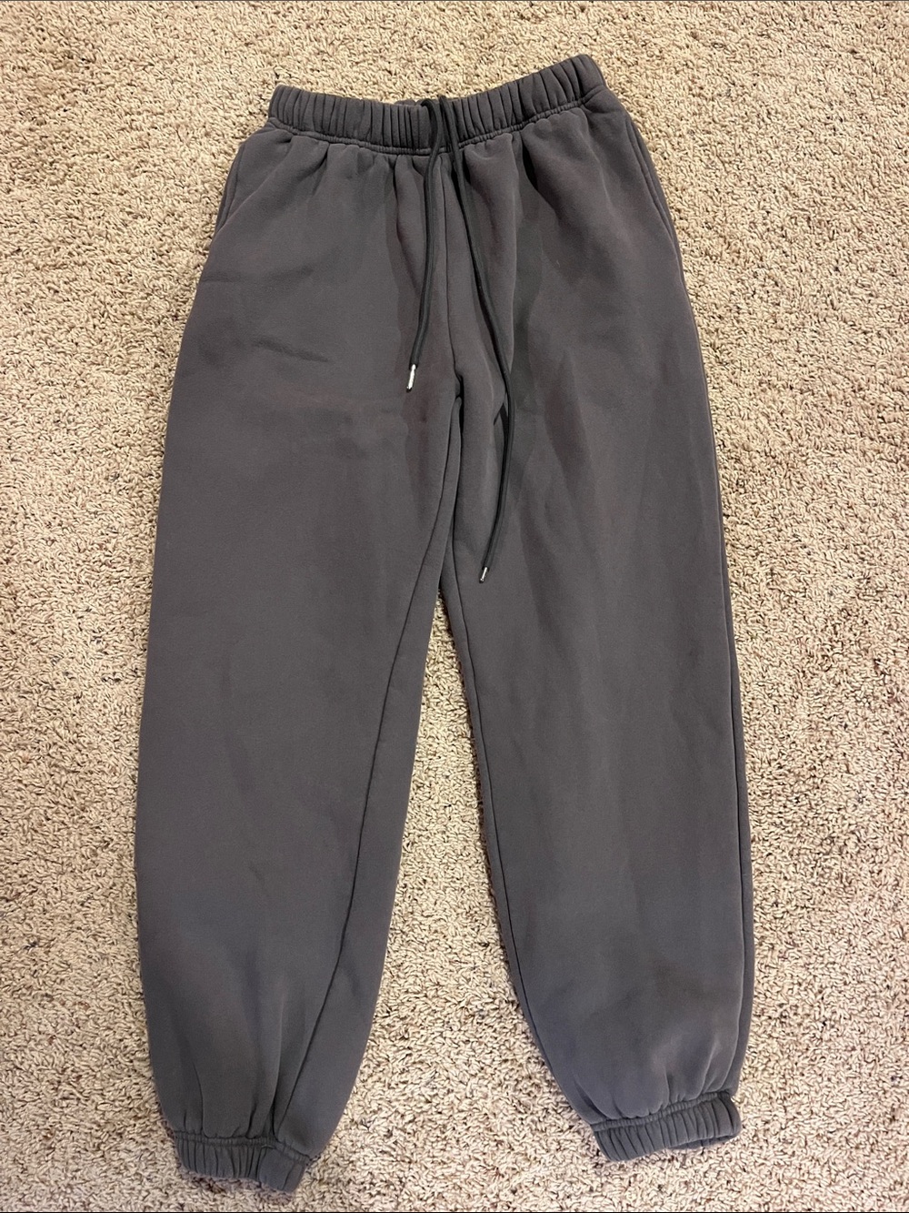 Gray Elastic-Waist Jogger Pants